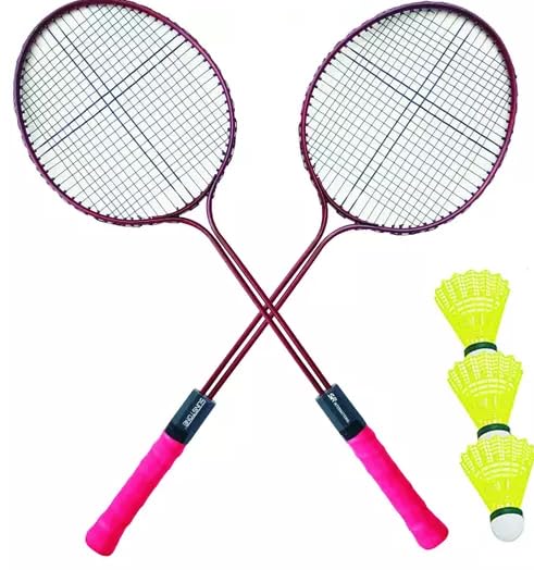 Image of Generic Heavy Durt 2 Pc Double Shaft Racket with 3 Pc Nylon Shuttle (Badminton Kit)