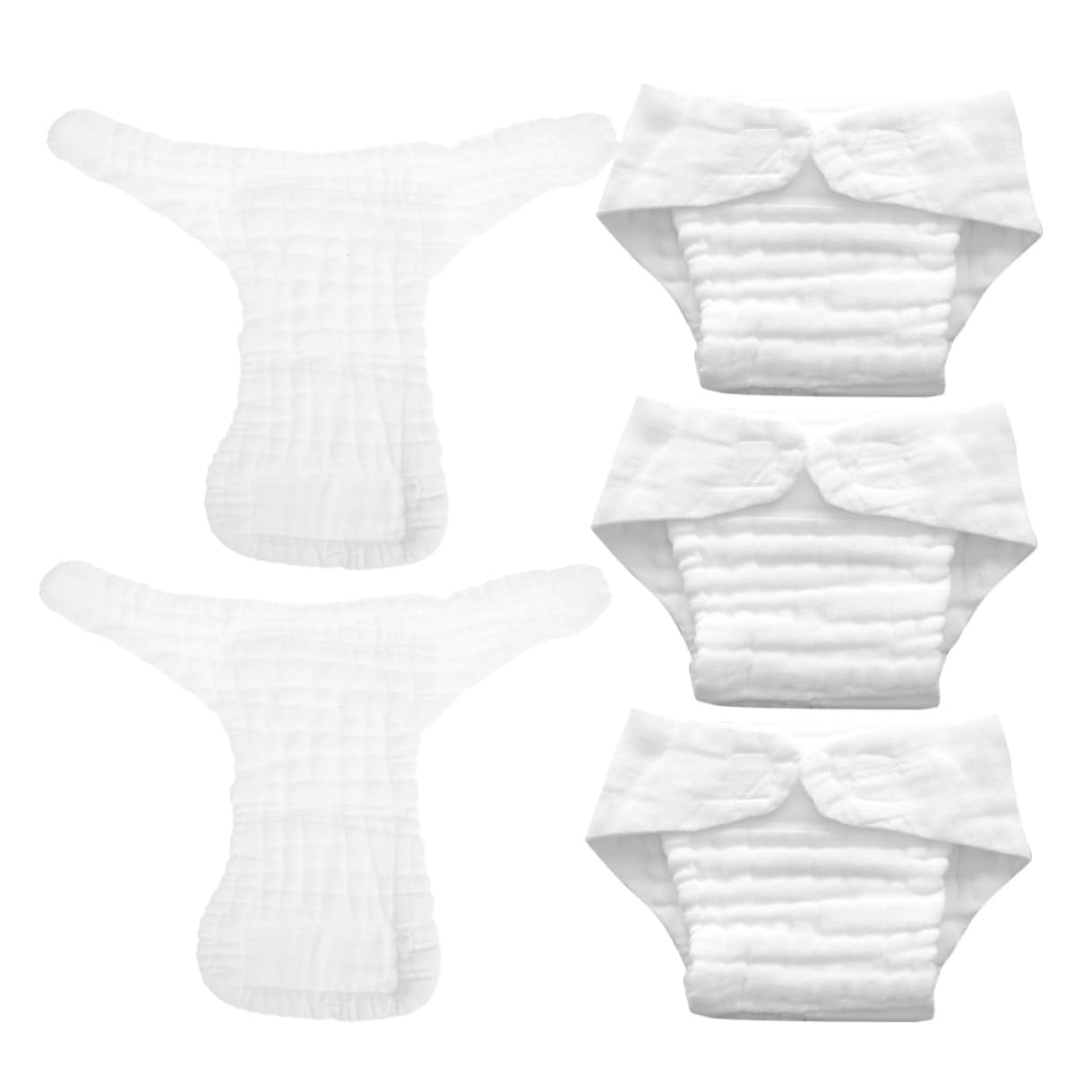 Pañales de Tela Reutilizables para Ñiño de Algodón Blanco, Paquete de 5 Piezas, Suaves, Absorbentes Secado Rápido para Uso Diario en Casa