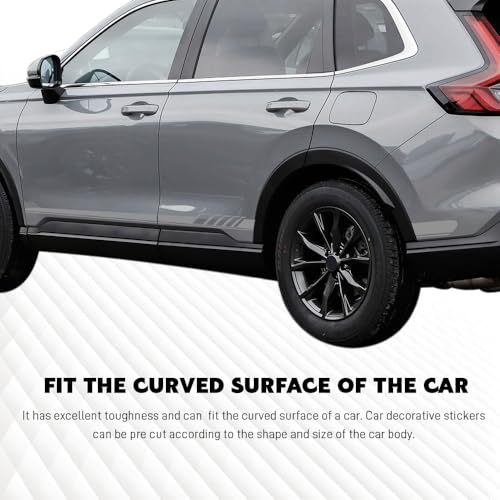 Image of 2PCS Car Side Skirt Decals, Auto Body Large Stickers, Waterproof PVC Racing Long Stripes Personalized Stickers, Car Stripe Stickers Decor Racing Accessories for Cars Trucks SUVs (Light Gray)