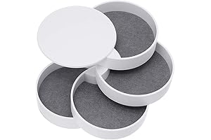 Ldirect Small Jewelry Storage Box, 4-Layer Rotating Travel Jewelry Tray Holder for Women