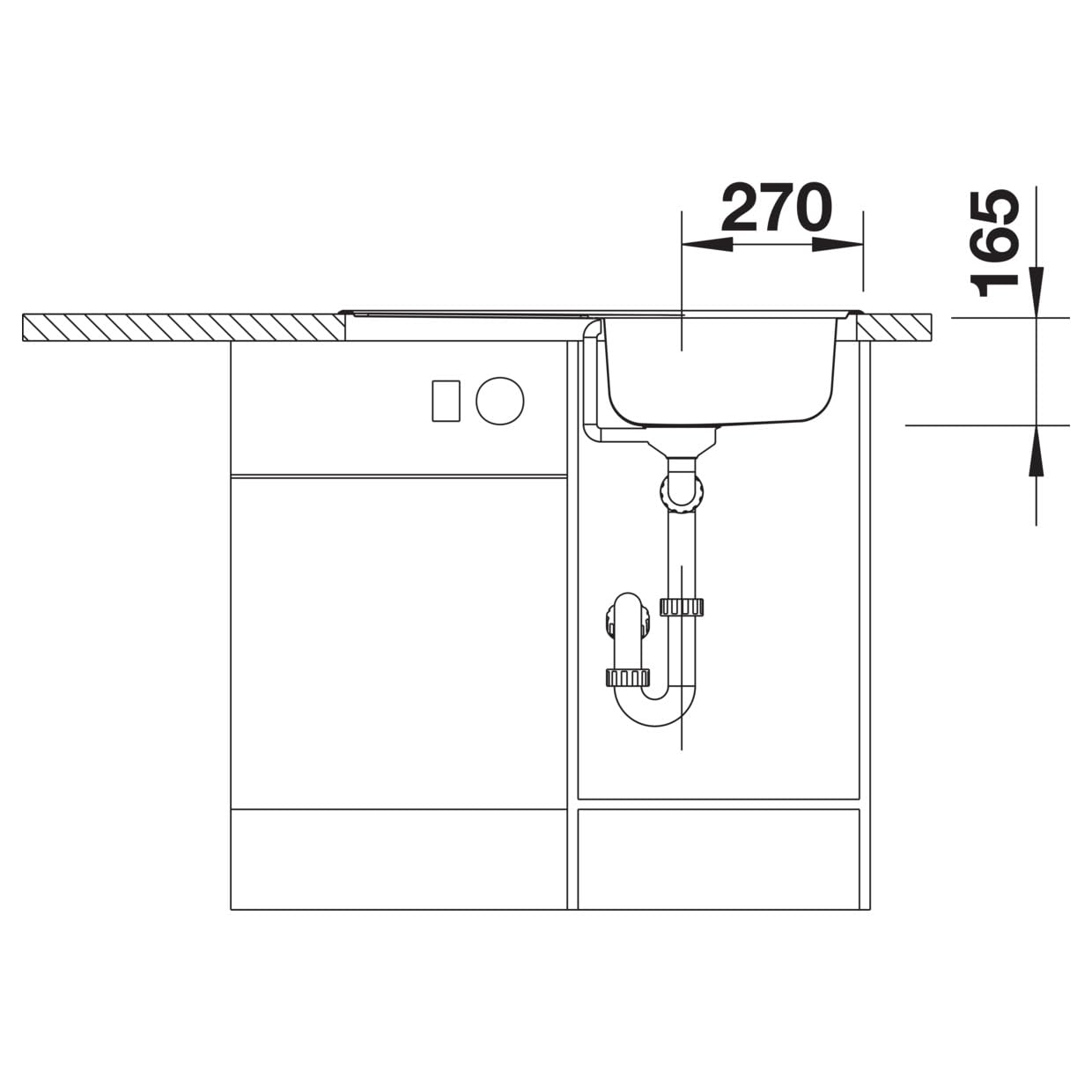 BLANCO TIPO 45 S Compact | Edelstahl | mit Ablauffernbedienung | [78x50x17,4 cm] | für 45 cm breite Unterschränke | mit Ablauffernbedienung | Widerstandsfähig gegenüber Kratzern | reversibel