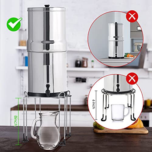 Water Filter Stand For Berkey, 8 Inches Tall 9 Inches Diameter Stainless Steel Pitchers Countertop With Rubber Non-Slip, Works For Most Gravity-Fed Dispenser Replacement Countertop Water Filters #TOP1