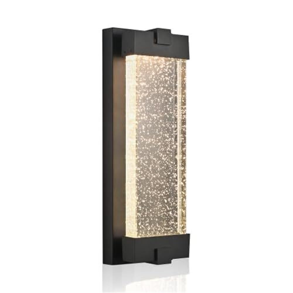 OZBMA Outdoor Wall Sconce Bubble Crystal Glass Light Black Aluminum LED Lamp for Patio Porch Garage Villa Corridor Aisle Lantern