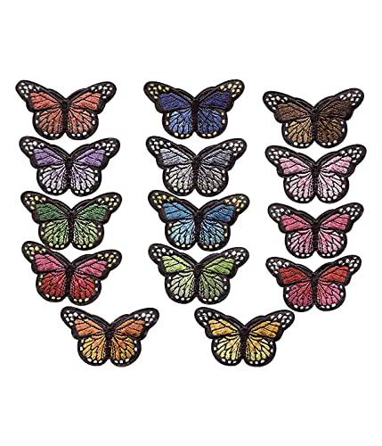 WJIAEER 14 pcs Coloré Papillon Thermocollant Enfants Adulte Patchs Thermocollant T-Shirt Jeans Vêtements Sac