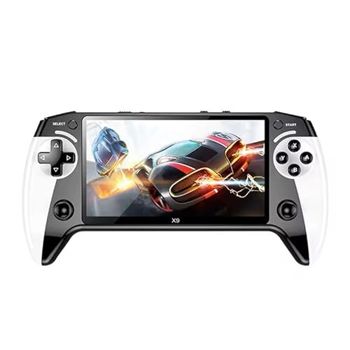 Portable Gaming Console with 5-inch Screen, Dual Control Pad, Black and White