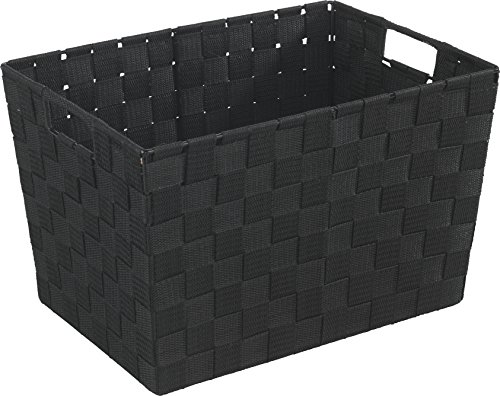 WENKO Panier de salle de bains Adria M, noir - panier de bain Capacité: 13.2 l, Polypropylène, 35 x 22 x 25.5 cm, Noir