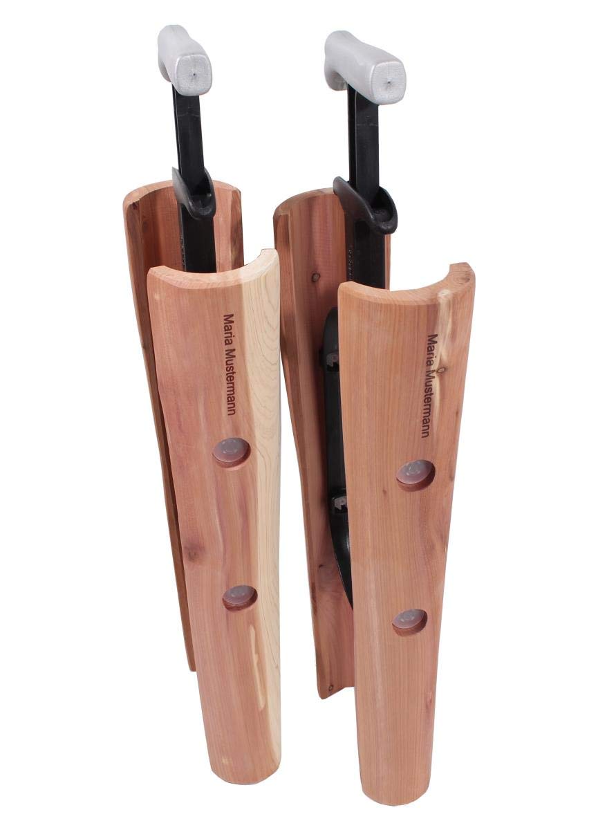 DELFA - Tendistivali in legno di cedro, lunghezza 35 cm, meccanica innovativa, forma esclusiva con nome personalizzato