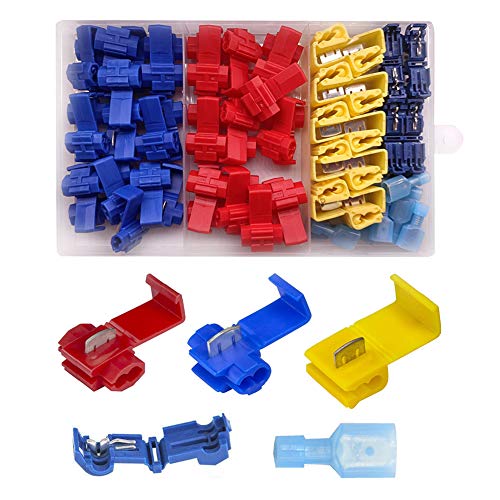 YIXISI 60 Piezas Conector Rama, Conectores de Empalme de Crimpado Alambre de Cable Rápido Aislado for Coche Motocicleta La Conexión de Cable (Rojo, Azul, Amarillo, Azul Oscuro)