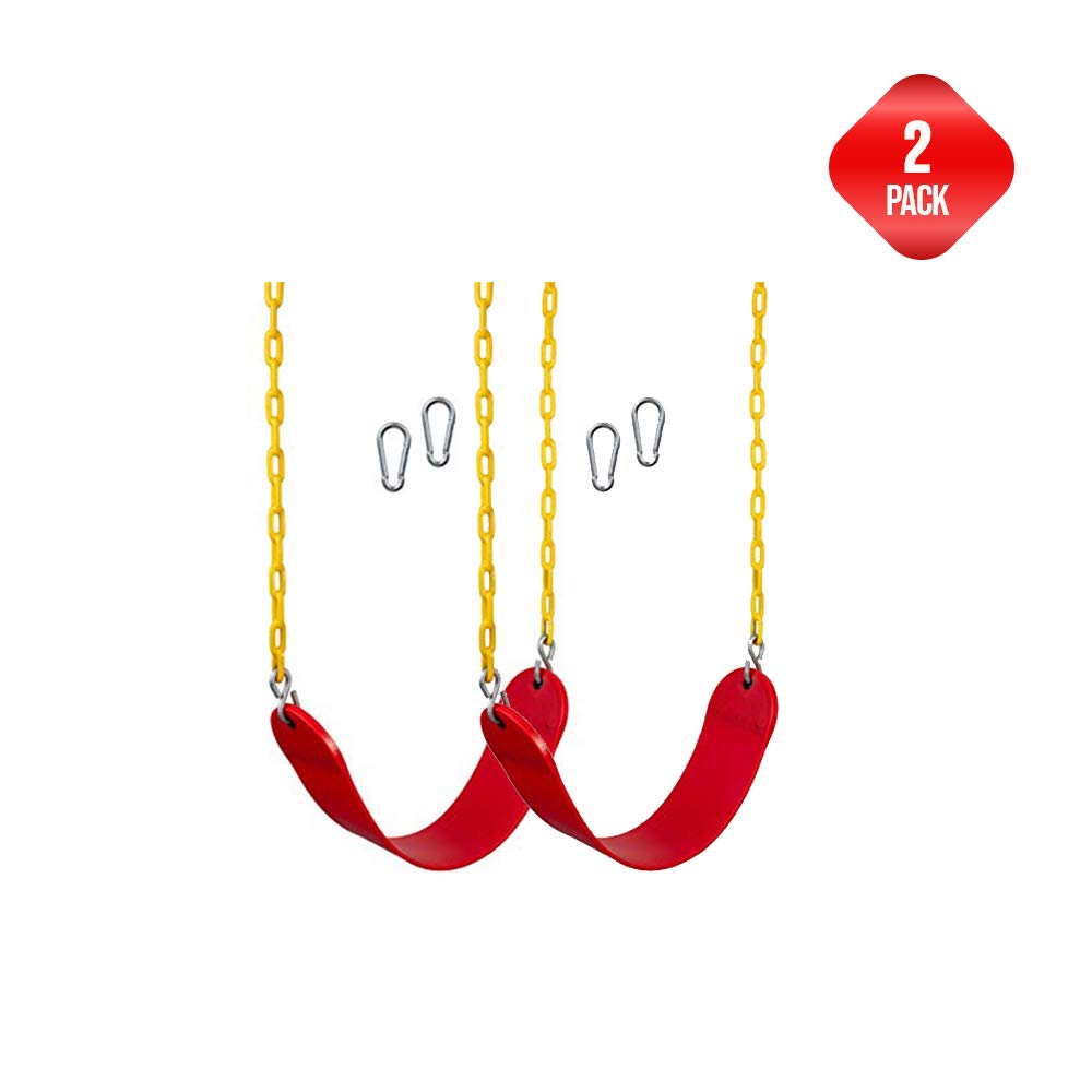 New Bounce Swing Seat - Swing Set Accessories for Outside, with Heavy Duty Rust-Proof Chain Coated in Thick Plastic for Safety and Comfort - Outdoor Swings for Kids and Adults