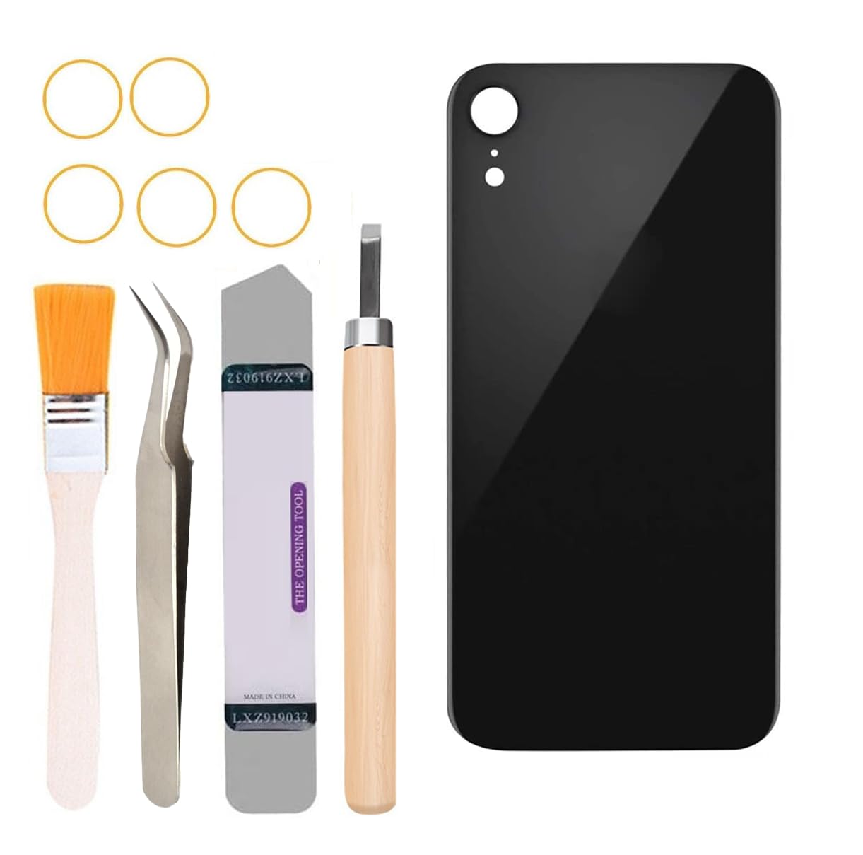 Yuntunele Back Covers Glass Replacement Compatible with iPhone XR 6.1 inches All Carriers with Professional Tool Set (Black)