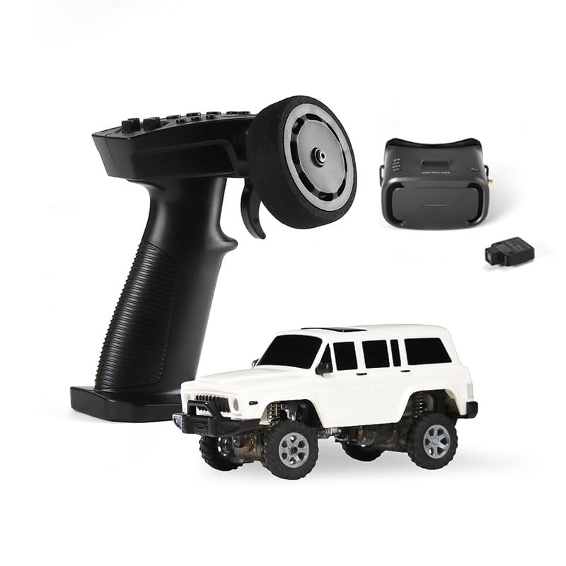 SpedUpX SNICLO 1:64 Mini RC Off-Road Car, 2.4G Full Proportional Control, Metal Driveshaft, Multi-Link Chassis, Independent Suspension, RTR Electric Climbing Vehicle(White/RTR Cam Version)
