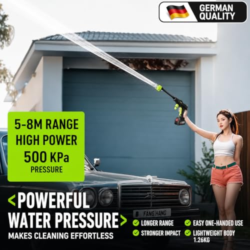 Image of CHAMSUREUK Car Washer High Pressure Gun Cordless Portable Wireless Pressure Washer Gun 48V 12000mah High Pressure Water Gun for Car Wash Bike Washing Cleaning| Adjustable Nozzle fbf (Black&Green)