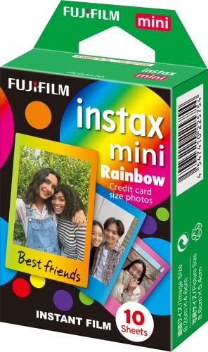 Image of Fujifilm Instax Mini Liplay Hybrid Instant Camera Elite Box Elegant Black, Compact & Fujifilm Instax Mini Rainbow Instant Film (Multi-Color, 10 Photos per Pack)