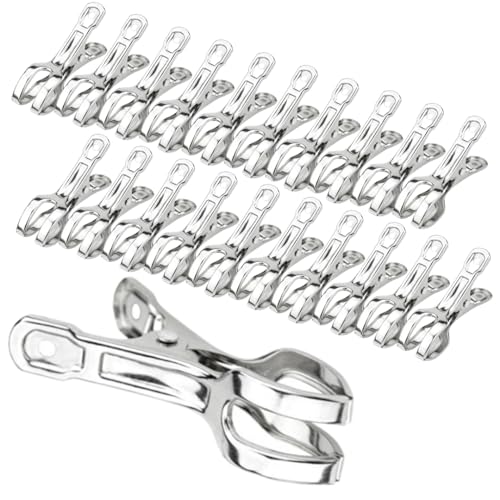 I'm so happy 洗濯バサミ ステンレス 強力 大 中 竿ピンチ 頑丈 防風 布団 物干し 洗濯ばさみ (24個 小)