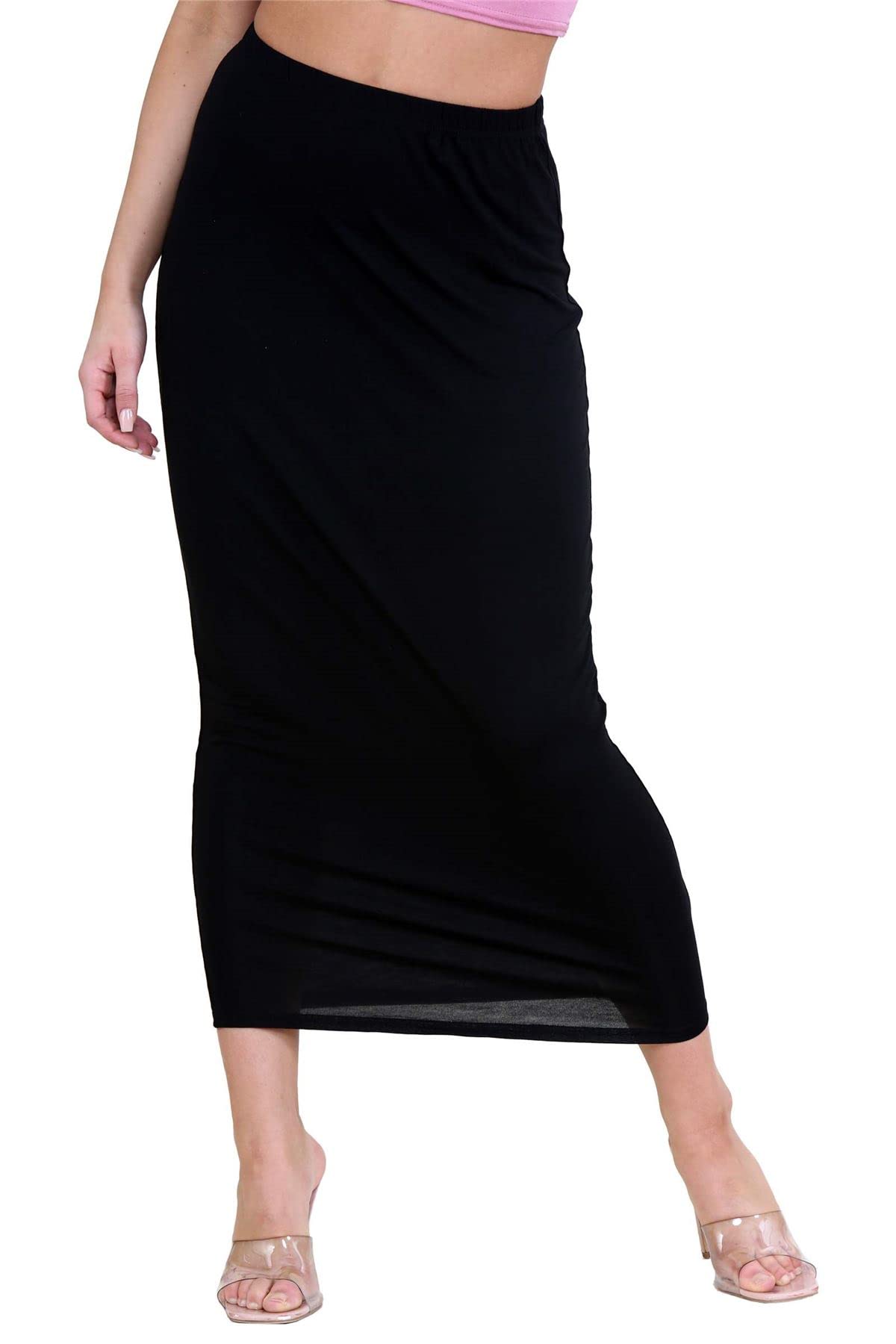 Hamishkane Women's Black Hamishkane® Skirts Elasticated Waist, Casual Summer Midaxi Skirts Uk, Plain Bodycon Tube Maxi Skirts, Soft Jersey, Midi Skirt Long Pencil Skirt