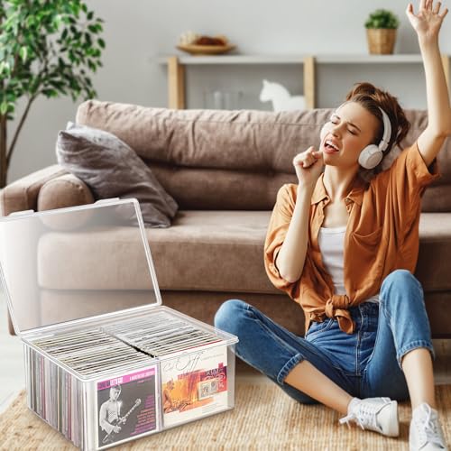 Tutata Cd Storage Box, Stackable Clear Plastic Cd Organizer thumb #1