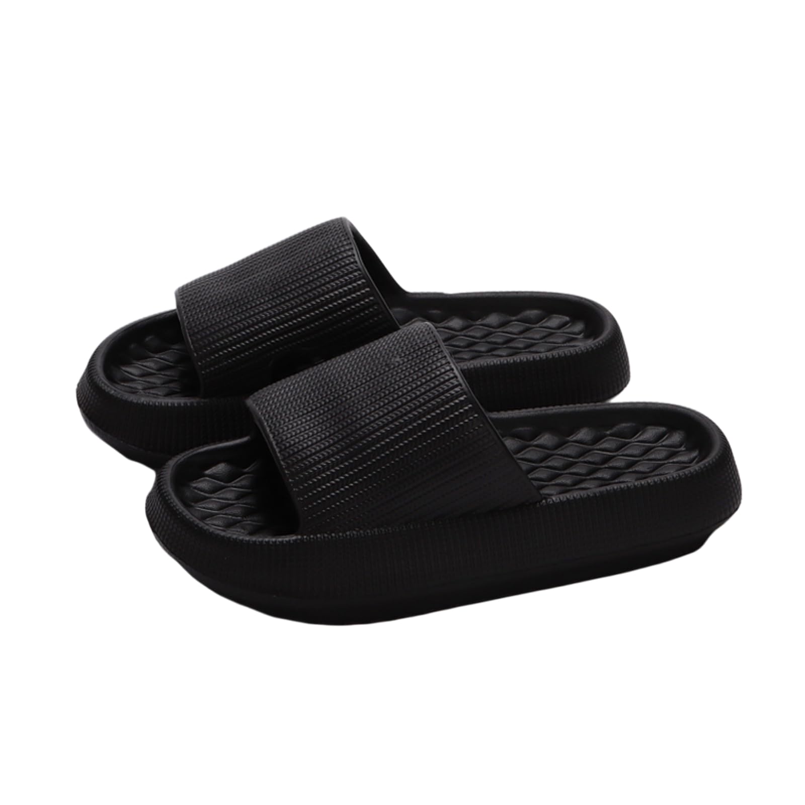Gyios Women'S Slide Sandals Thick Platform Cloud Slippers Eva Soft Sole Pillow Slides Summer Beach Flip Flops Women Non Slip Bathroom Home Slippers-black-36-37