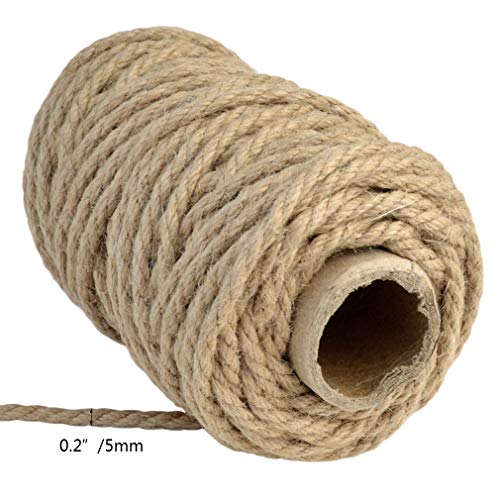 Image of Topbuti 5Mm Natural Jute Twine 100 Feet Braided Rope for DIY Artwork, Christmas, Gift Wrapping, Gardening Applications - Brown