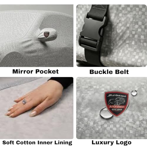 Image of Autofurnish 'Aero Series' Car Cover for Hyundai Alcazar 2021 (100% Waterproof, Triple Stitched, Bottom Elastic, Dustproof, Secure Buckle Strap,Precision-Fit & Breathable Fabric, Car Body Cover) Silver