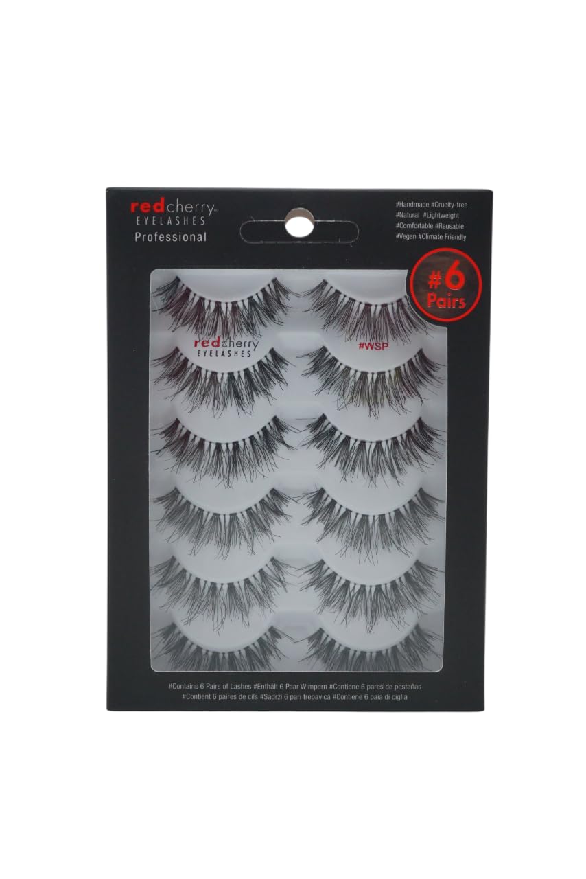 Red Cherry False Eyelashes #WSP Human Hair 6 Pairs