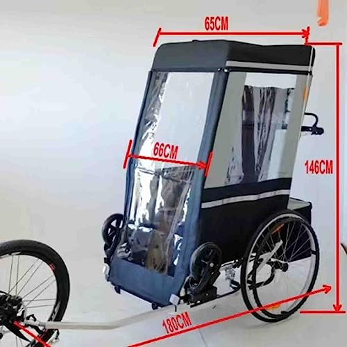 CAULO Fahrradanhänger für Erwachsene, Rollstuhl, Fahrrad, Aluminiumlegierung, hinterer Anhänger, Stoßdämpfung, komfortabler Traktor, multifunktionaler Wagen (Blue)