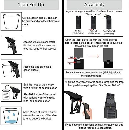 RinneTraps Walk The Plank Mouse Trap, 4 Pack - Bucket Mouse Trap | 4 Free Ramps Included- Multi Catch, Auto Resetting | Humane | Catch and Release | Or Lethal