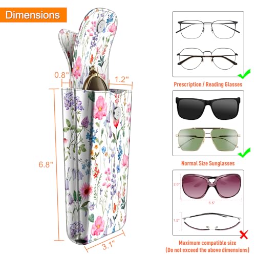 Image of FINTIE Double Glasses Case with Carabiner Hook, Portable Vegan Leather Eyeglass Case Anti-scratch Sunglasses Pouch