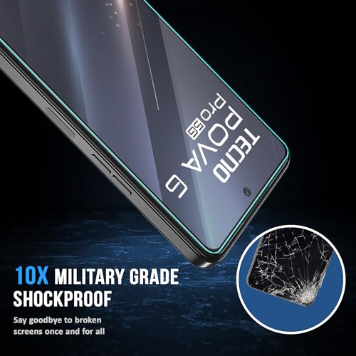 Image of ArmourPro Military Grade Gorilla Tempered Glass Screen Protector Compatible For Tecno Pova 6 Neo (6.78 Inch) With Easy Installation Kit| Edge To Edge Coverage |Black