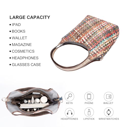 Women's Mosaic Tote Bag Genuine Leather Purses For Women Handwoven With Unique Design Stylish & Colorful Shoulder Bag4
