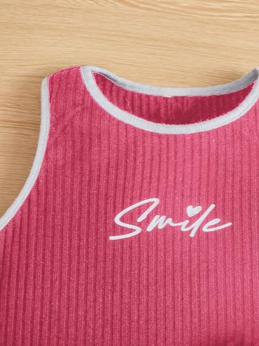Milumia Girl's 2 Pack Letter Print Tank Tops Contrast Binding Rib Knit Sleeveless Top3
