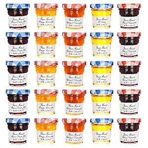 Bonne Maman Jam Assorted – 30 jelly jars x 1 ounce – 5 Apricot, 5 Orange, 5 Cherry, 5 Honey, 5 Grape, 5 Blueberry