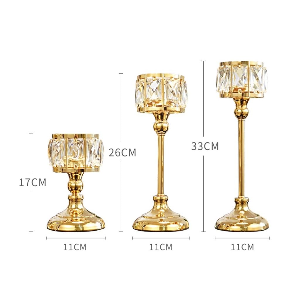 Candelabros Candelabro de Hierro y Cristal de 3 Piezas, decoración de Mesa Moderna, candelabro de Regalo Decoración del hogar(Silver)