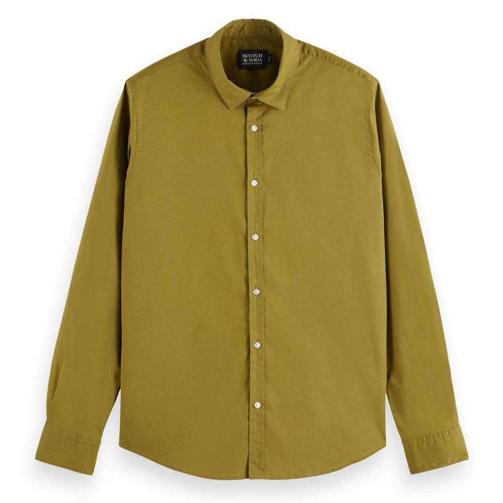 Scotch & Soda Men's Moss Green Seasonal Essentials Poplin Solid Shirt, 0445, S