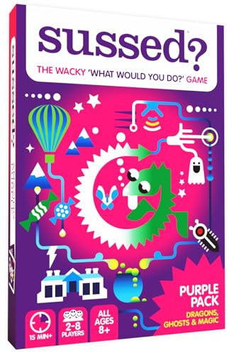 SUSSED Wacky ‘What Would You Do?’ Social Card Game - Easter Gift for Girls, Boys & Tweens - for Kids Ages 8 and Up - 2-8 Players, 15-30 Min Playtime - Purple Pack: Dragons, Space & Magic