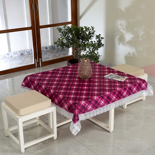 Image of Homerz Premium 6 Seater Dining Table Cloth with 6 Dining Chair Covers,Elastic Fitted Chair Slipcovers, Printed Polycotton Fabric, Table Cloth Size 60x90 inch (Square Professor)