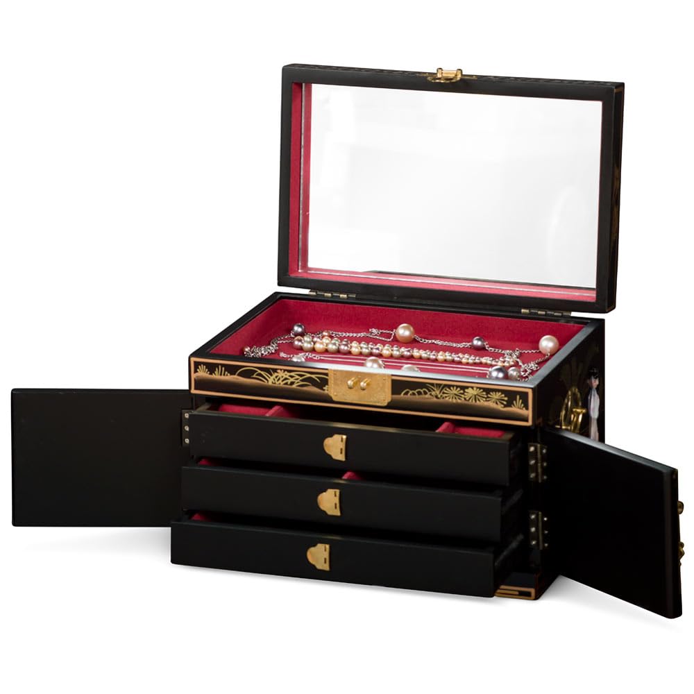 ChinaFurnitureOnline Black Lacquer Mother of Pearl Chinese Jewelry Box