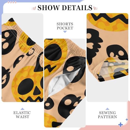 Boys' Pants Halloween Yellow Pumpkins Skulls Long Bottoms Jogger Pants Elastic Waist Trousers with Pockets S-XL4