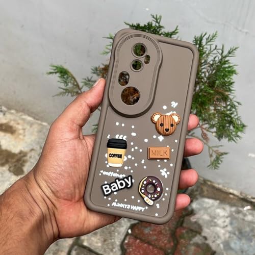Image of Pikkme Back Cover for Vivo T4 Ultra 5G | Cute Fun Cartoon 3D Bear Silicone Full Body Protection Bumper Case (Brown)