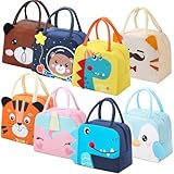 8PCS Lunch Bags Insulated Bento Bags Cute Lunch Tote Bag Small Cooler Bags Reusable Lunch Bag Waterproof Cartoon Lunch Box Bag for Work Picnic (Animal Series 8 PCS)