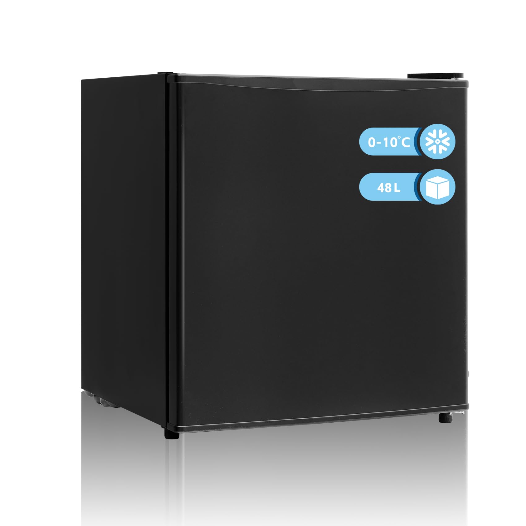Kühlschrank 45L, Mini Kühlschrank Leise, Schwarz Kühlschrank Klein 39dB, Minikühlschrank mit Umkehrbare Tür 220-240V, Minibar für Zimmer, Hotel,Büro,Küche,Wohnungen