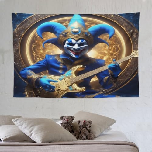 Guitare clown tapisserie murale suspendue décoration salon 150x230cm PAZZK