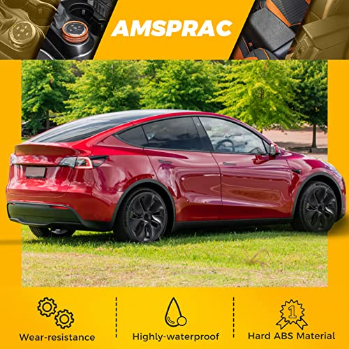 Amsprac For Tesla Model Y Hubcaps 19 Inch 2022 2023,Model Y Hub Cover,19" Wheel Hub Caps Protector Covers,Front Rear Wheel Cover Replacement,Matte Black 4Pcs #TOP4