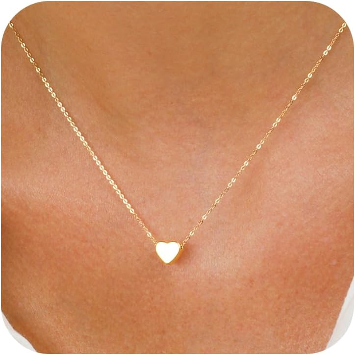 Gold heart necklace for women cute charm pendant jewelry gift