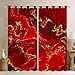 Manfei Kids Red Marble Window Curtains Luxurious Red Gold Marbling Window Treatments, Abstract Stone Texture Window Drapes for Boy Girls Grommet Top 2 Panel Set Bedroom Curtains, 42Wx84L inch