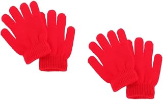 ABOOFAN 2piezas Guantes De Cinco Dedos Para De Invierno Color Guantes Cálidos Para De Rojo