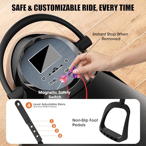 Image of Electric Horse Riding Simulator Machine, 3D Dynamic Riding Trainer with LCD Display, 20-Speed Adjustable Full Body Fitness Equipment for Waist & Abdomen for Weight Loss & Cardio Training