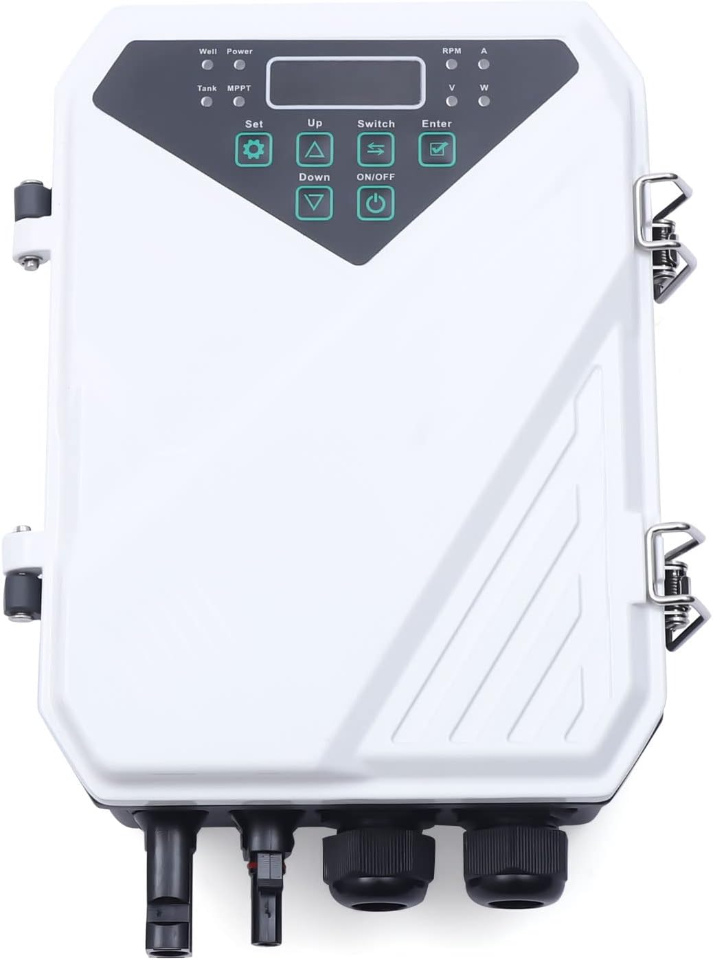 1500W Solar Water Pump - 110V Submersible Deep Well Pump, 666Ft Max Head, 21GPM Flow Rate, Complete Solar Pump Kit with MPPT Controller & Stainless Steel Construction.