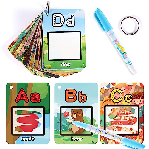 Image of Water Coloring Books for Toddlers, Aqua Painting Book for 18+ Months, Magic Paint Set for 2 3 4 5 Years Old, Alphabet Flash Cards ABC Learning, Road Trip/Airplane Travel/Car Activities Essentials Kids