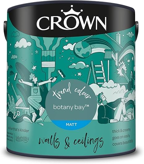 SuperGift.com Matt Emulsion Paint - Smooth Matte Finish Interior Wall & Ceiling Paint, Durable Coverage, Low Odour, Easy Application, Quick Drying Decorative Paint (Botany Blue 2.5L)