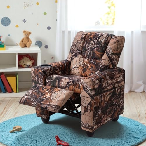 Image of HONEY JOY Kids Recliner, 2-in-1 Toddler Armrest Sofa Couch with Cup Holders, Adjustable Footrest, Velvet Fabric, Child-Size Recliner Chair for Boys Girls Age 3+ (Leaf Color)